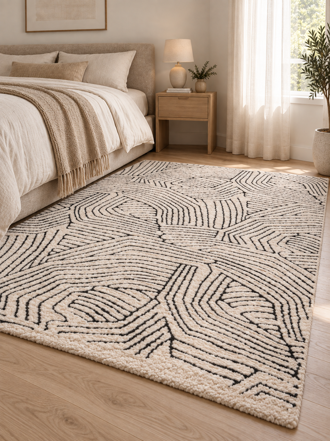 Tapis fabriqué à partir de matériaux recyclés Beige | Milo