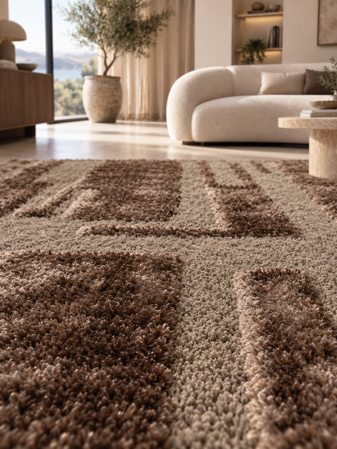 Tapis fabriqué à partir de matériaux recyclés Marron | Naya