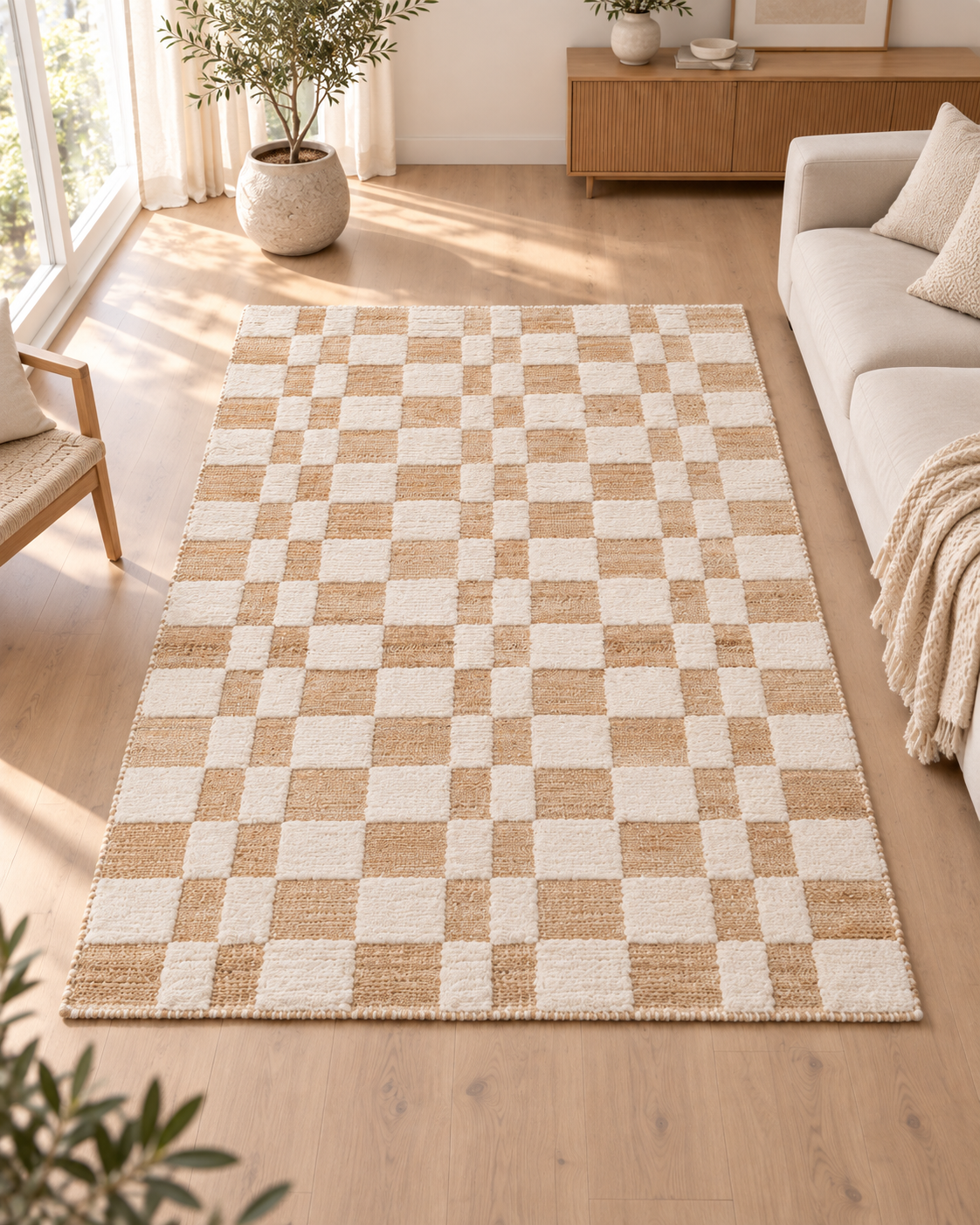 Tapis en jute blanc | Milo