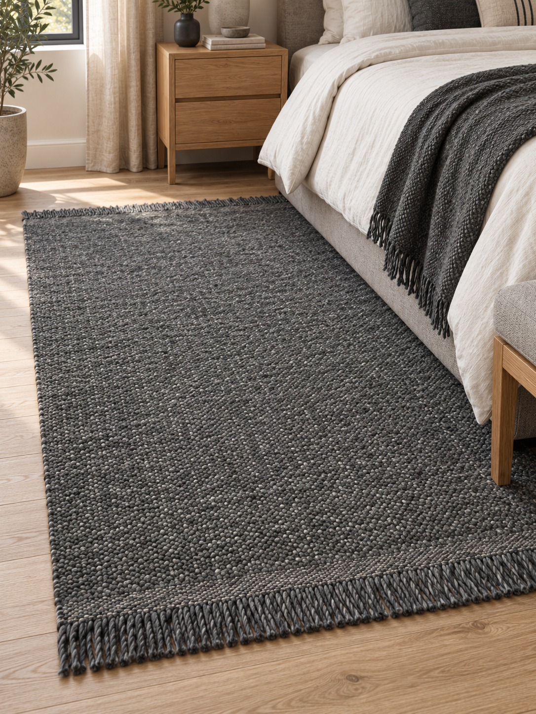 Tapis en laine Noir | Auralis