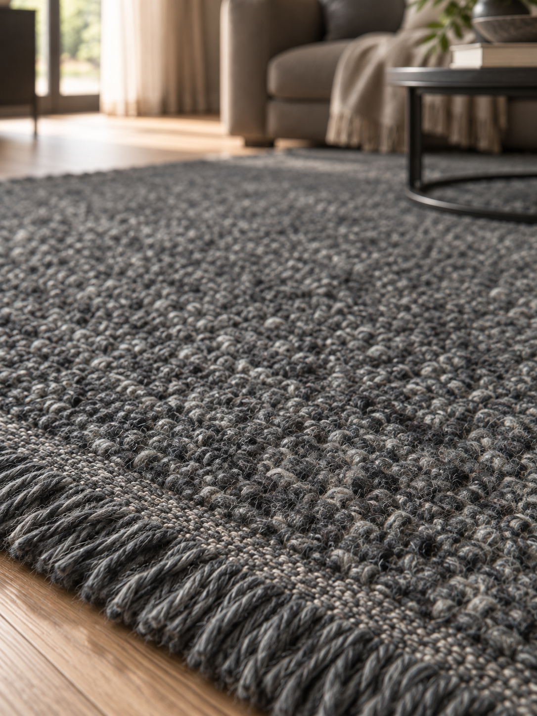 Tapis en laine Noir | Auralis