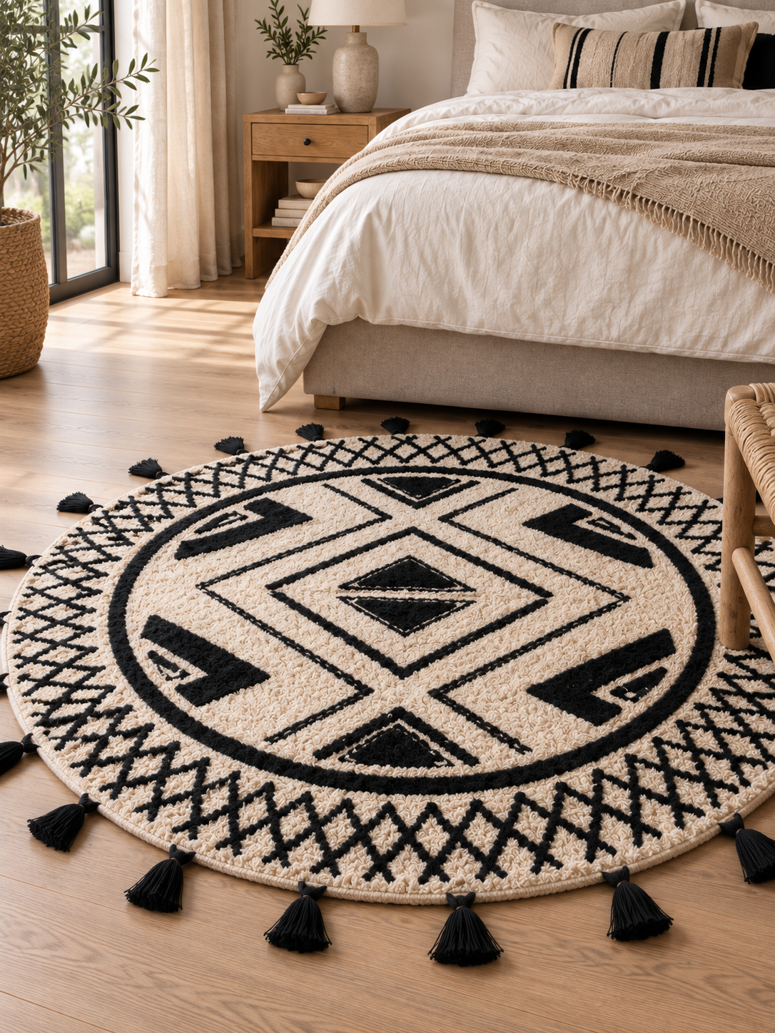 Tapis en coton Beige/Noir | Cocon