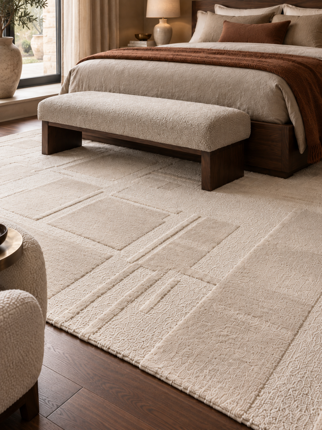 Tapis fabriqué à partir de matériaux recyclés Beige | Naya