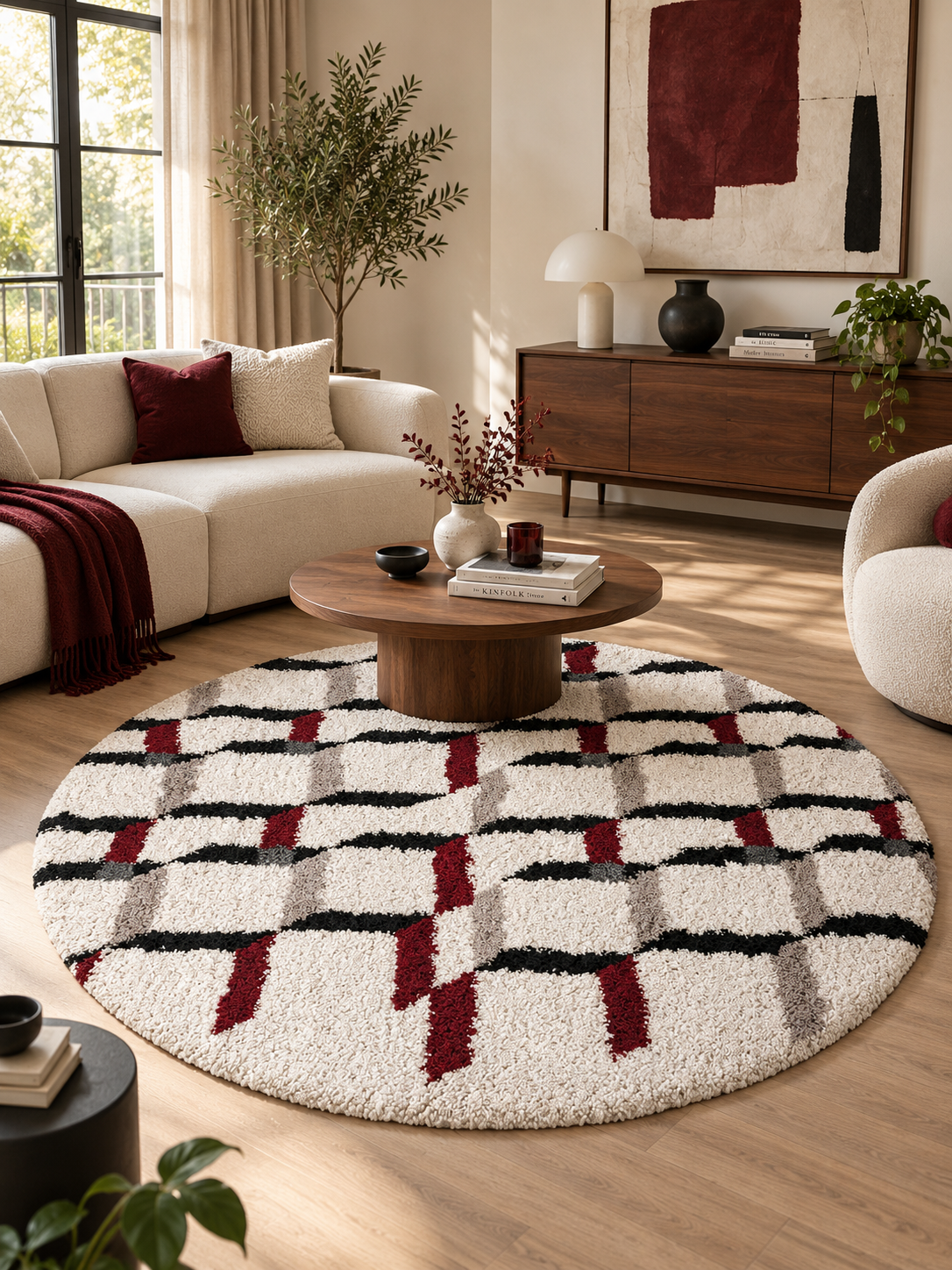 Tapis rond d'intérieur Blanc | Olyne