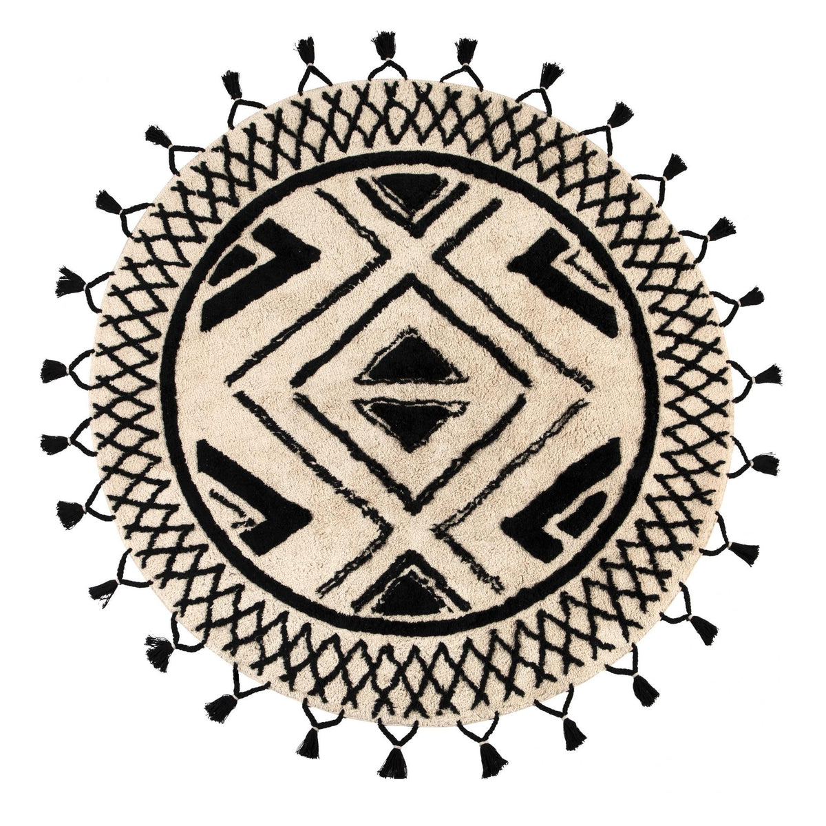 Tapis en coton Beige/Noir | Cocon