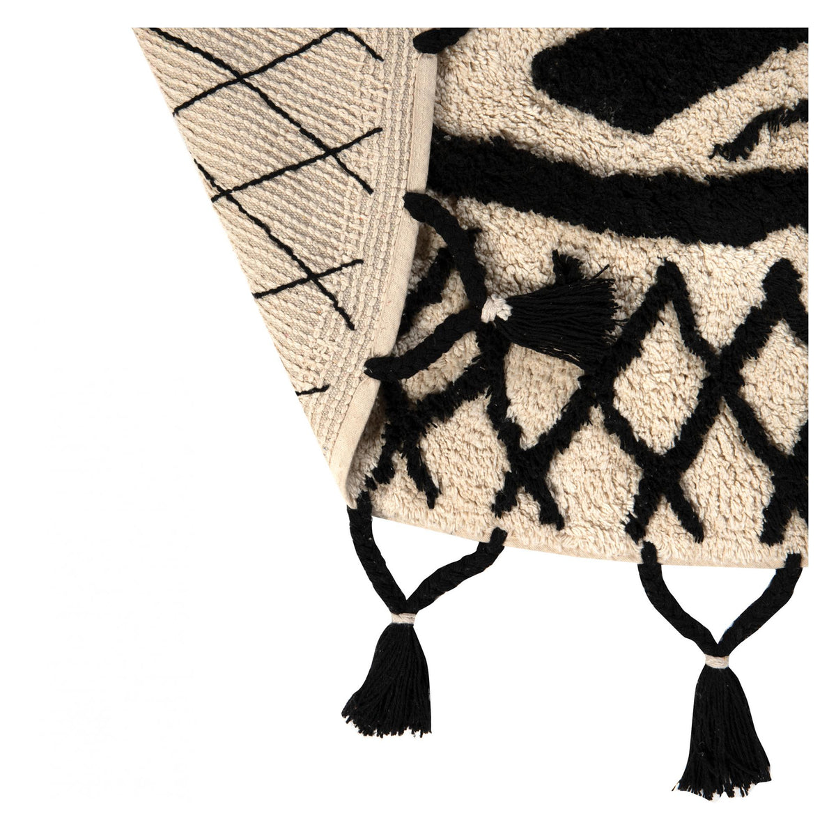 Tapis en coton Beige/Noir | Cocon